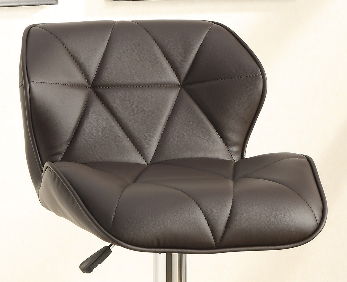 Brown faux leather bar stool with diamond tufting detail
