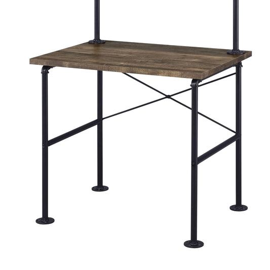 Rustic wood top computer desk with black pipe legs ideal for home offices