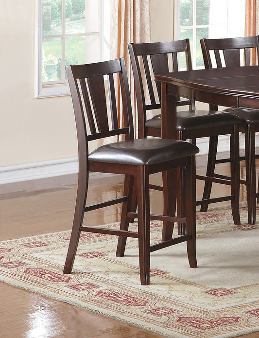 TREATLIFE HOME Set of 2 Contemporary Counter Height Chairs with Faux Leather Cushion, Brown Finish for Dining Room