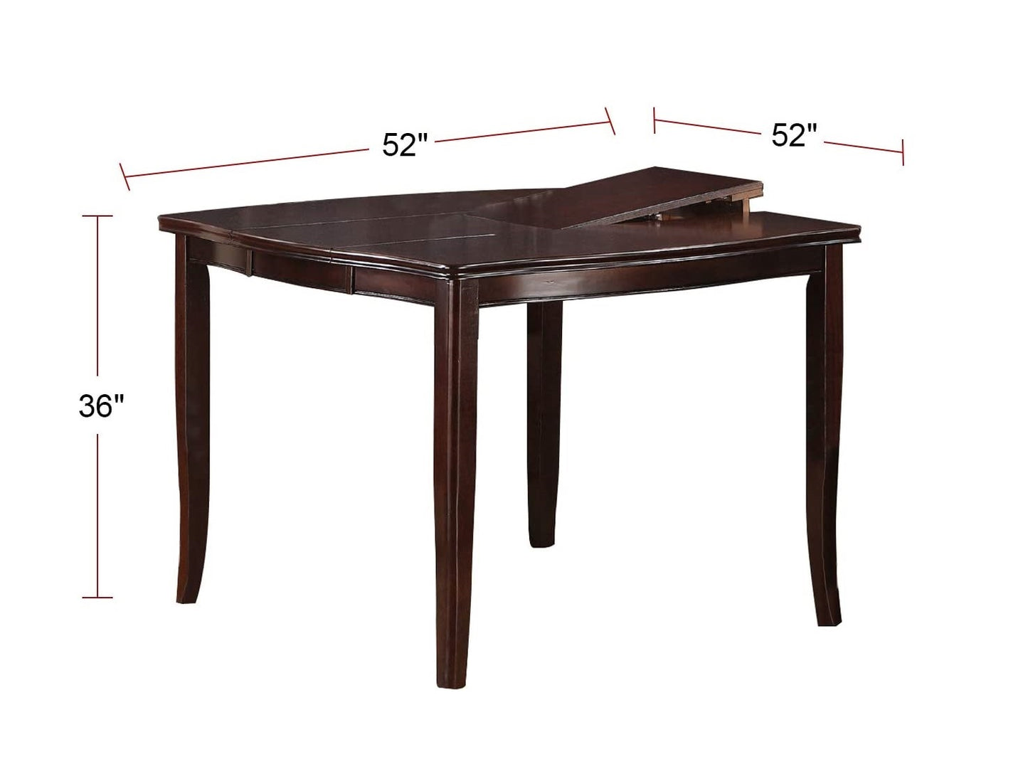 Dark wood dining table with drop leaf extension  inches wide  inches tall