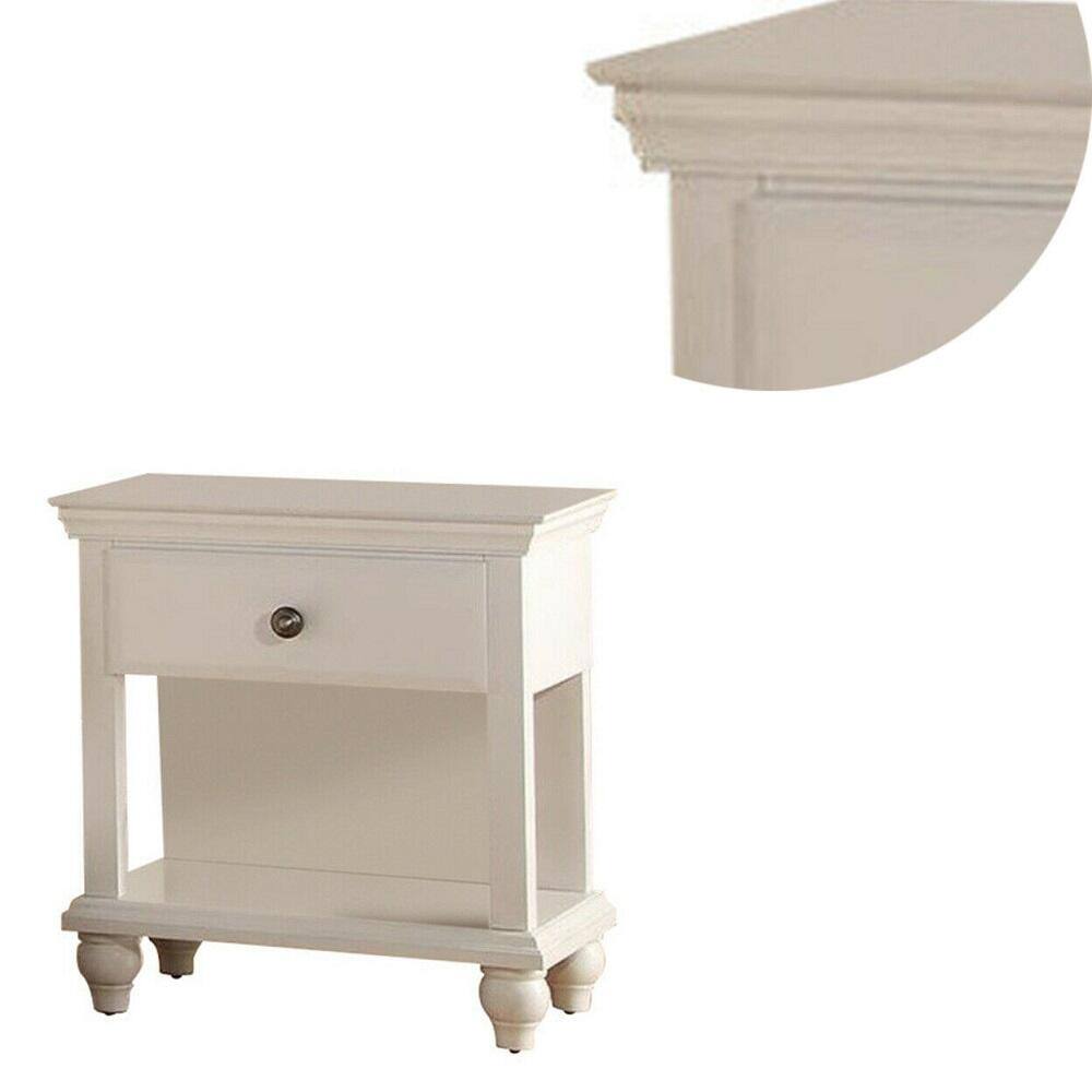 Elegant offwhite nightstand with a single drawer and open shelf Perfect accent furniture