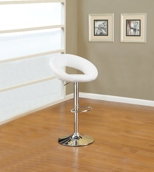 TREATLIFE HOME Adjustable Height Bar Stools Set of 2, Modern White Faux Leather with Chrome Base