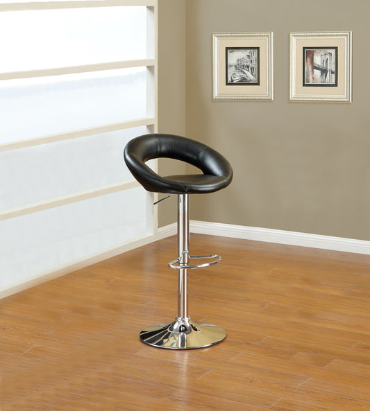 TREATLIFE HOME Adjustable Height Black Faux Leather Swivel Stool Set of 2, Chrome Base, Modern Design for Dining Rooms