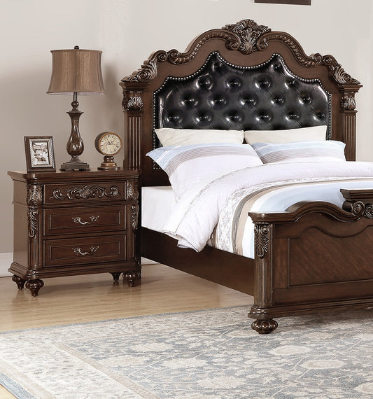 TREATLIFE HOME Traditional Antique Walnut Nightstand with 2 Drawers and Metal Handles, Ideal for Bedroom Storage
