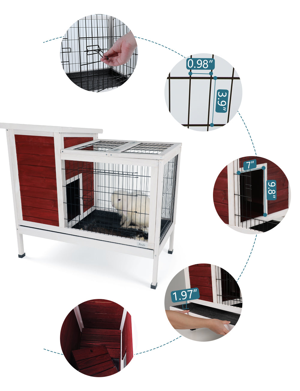 Twotier wooden rabbit hutch with wire mesh for ventilation and easy access
