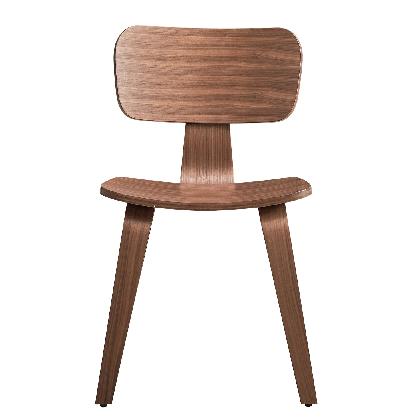 Modern walnut bentwood chair with curved seat and backrest
