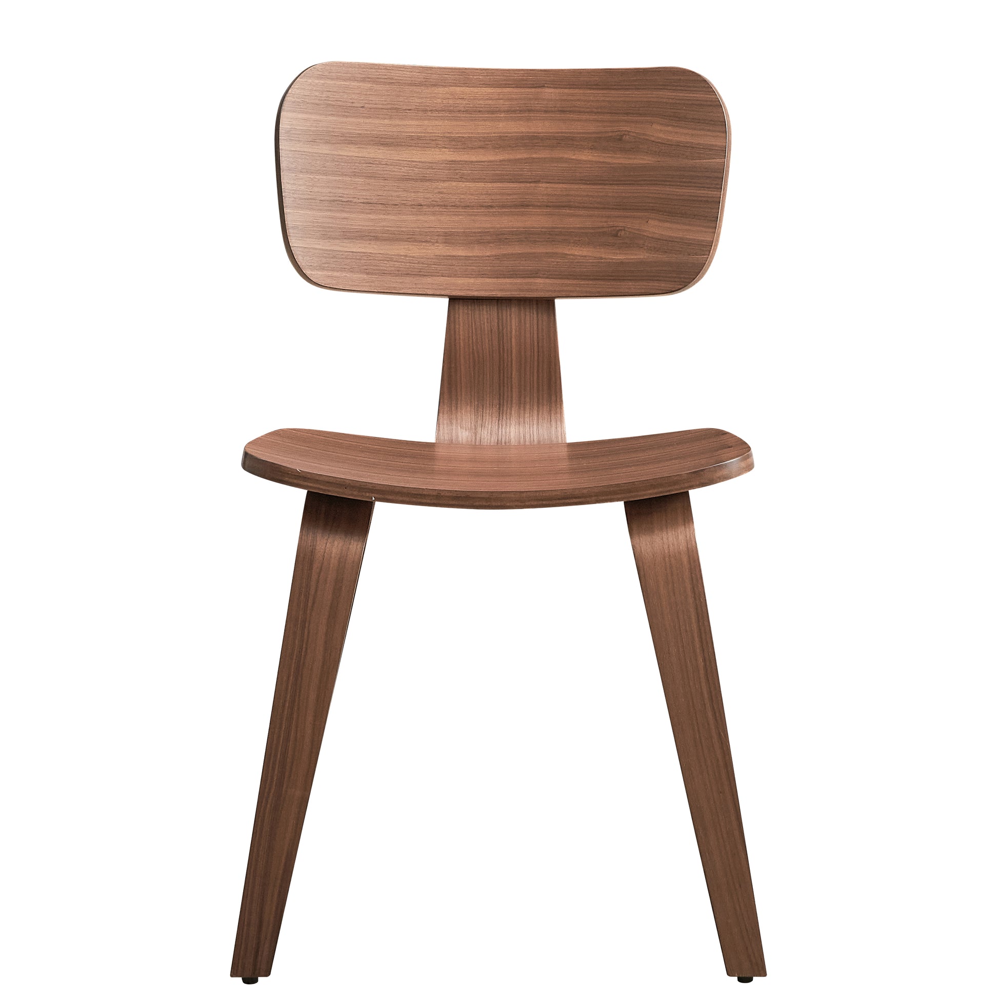 Modern walnut bentwood chair with curved seat and backrest