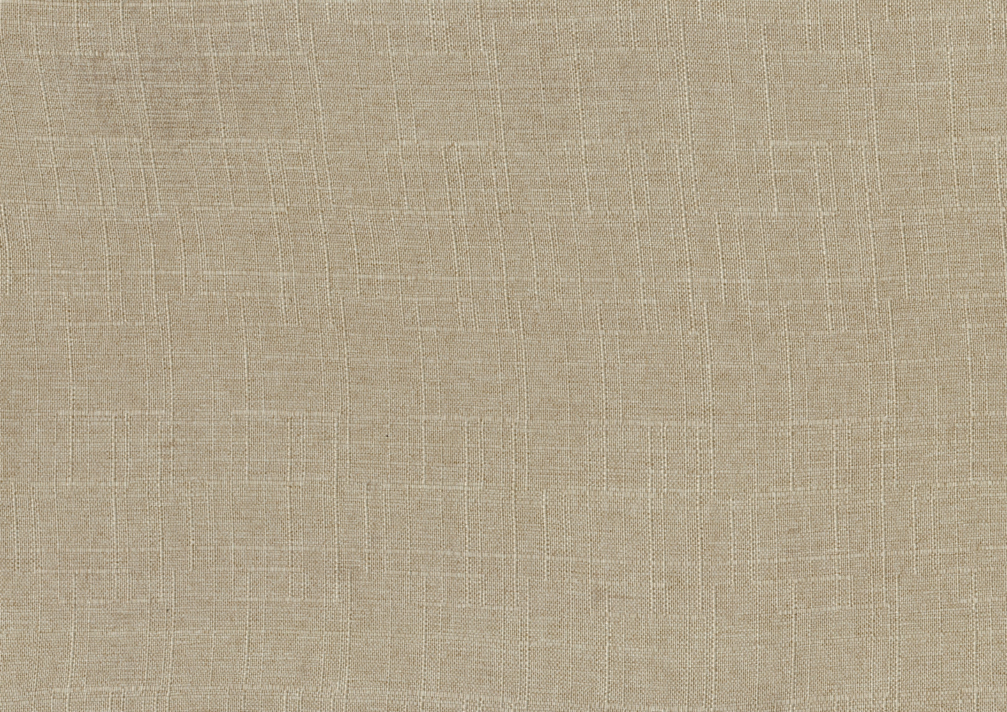 Closeup of beige woven linen fabric with visible texture