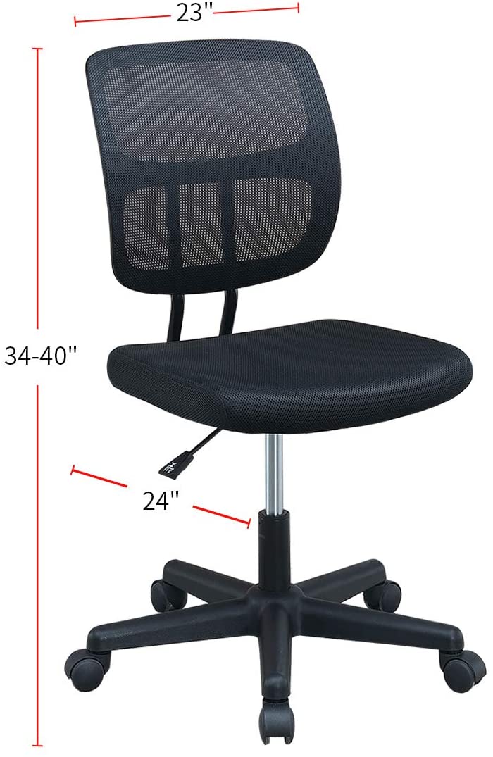 Black mesh ergonomic office chair with adjustable height and swivel base