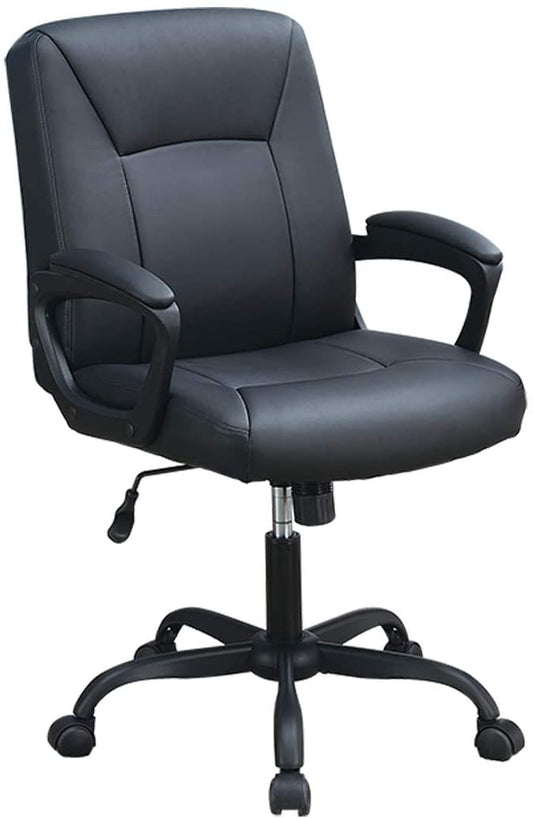Black executive office chair with padded seat and armrests for comfortable work