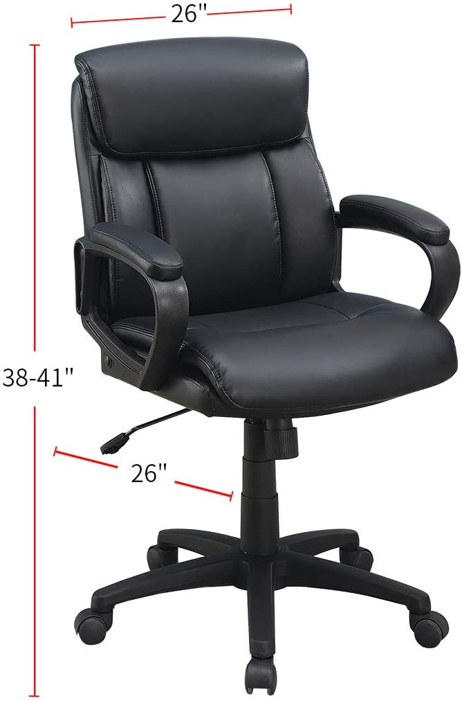 Black ergonomic office chair with adjustable height  and plush cushioning