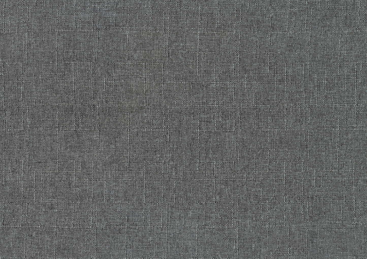 Closeup of a textured dark grey woven fabric swatch for upholstery