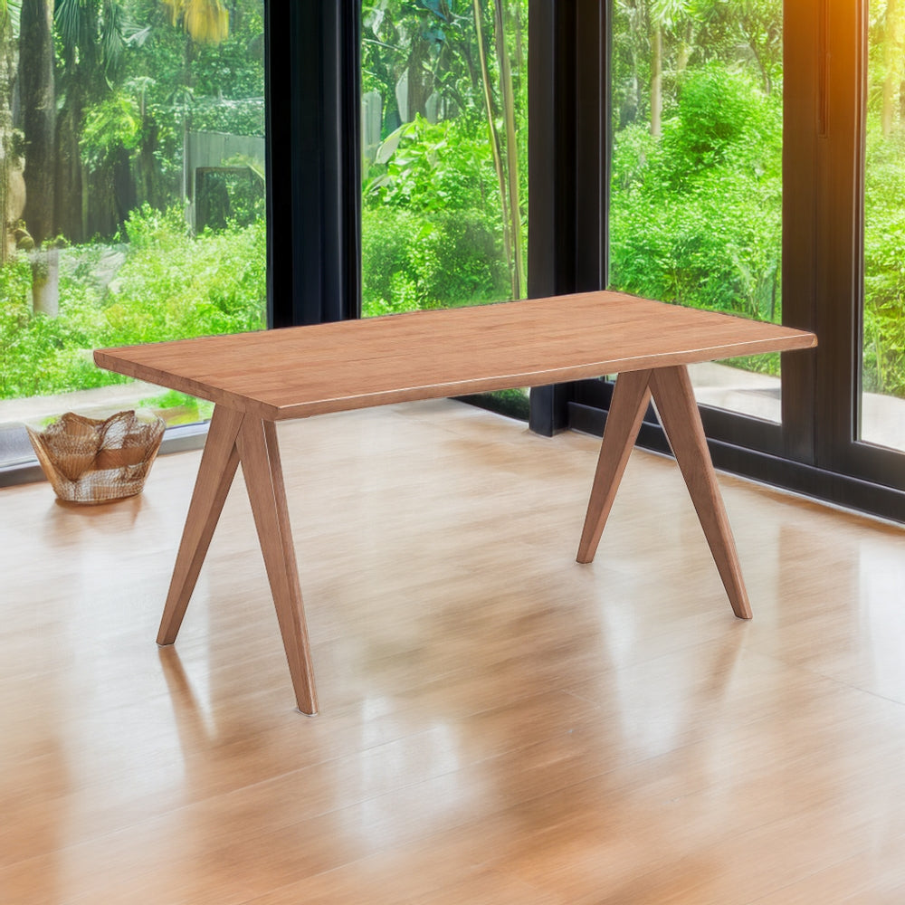 Midcentury modern wooden dining table with tapered legs