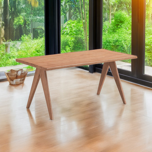 Midcentury modern wooden dining table with tapered legs