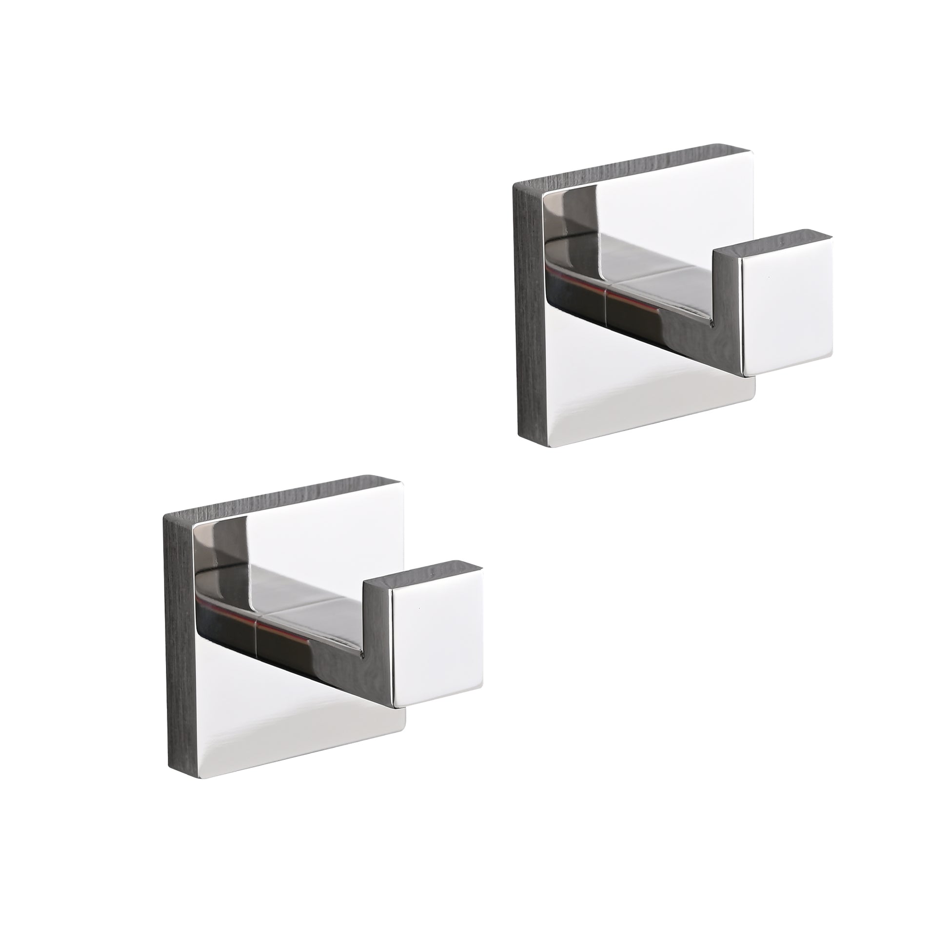 Modern chrome square robe hook with minimalist design for bathrooms