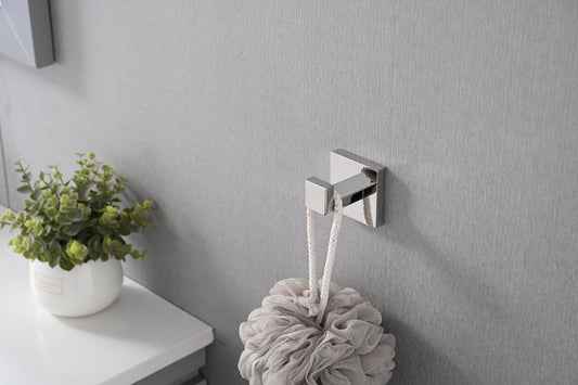 Modern chrome wall hook for bathroom accessories and towels