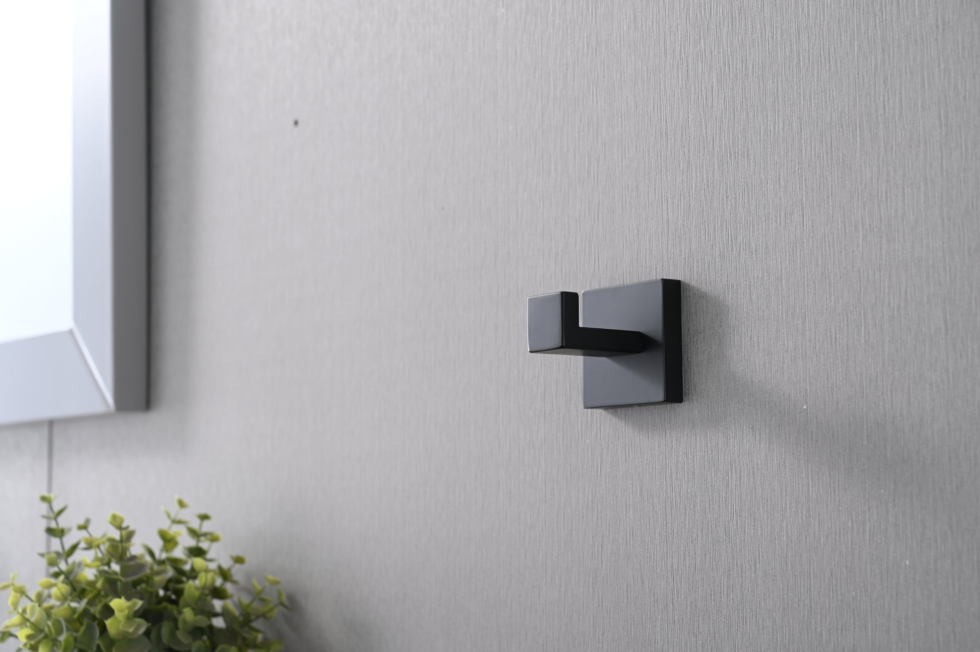 Modern black squarebase wall hook with a clean Lshape for towels