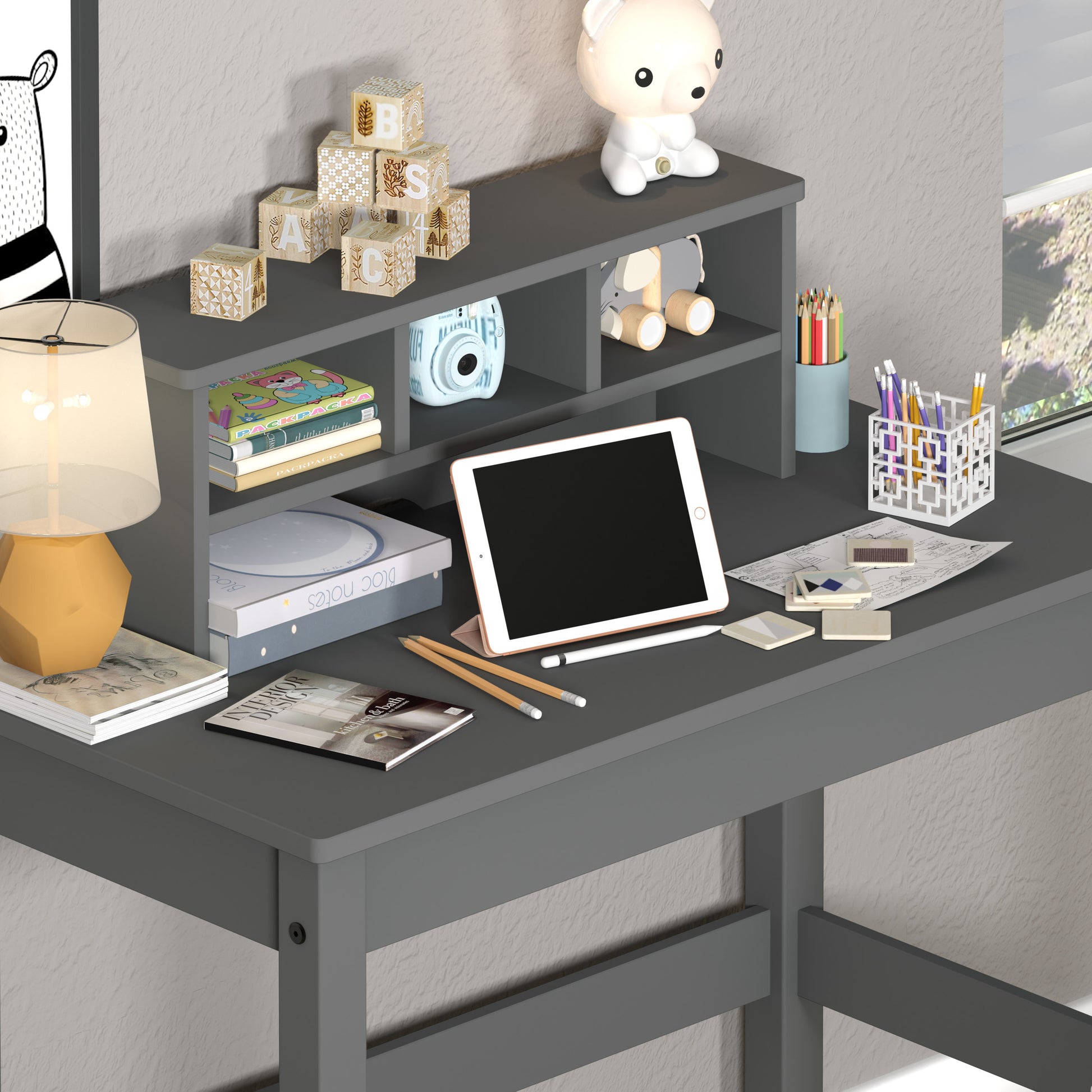 Cute white bearshaped lamp with soft glow for childs room decor