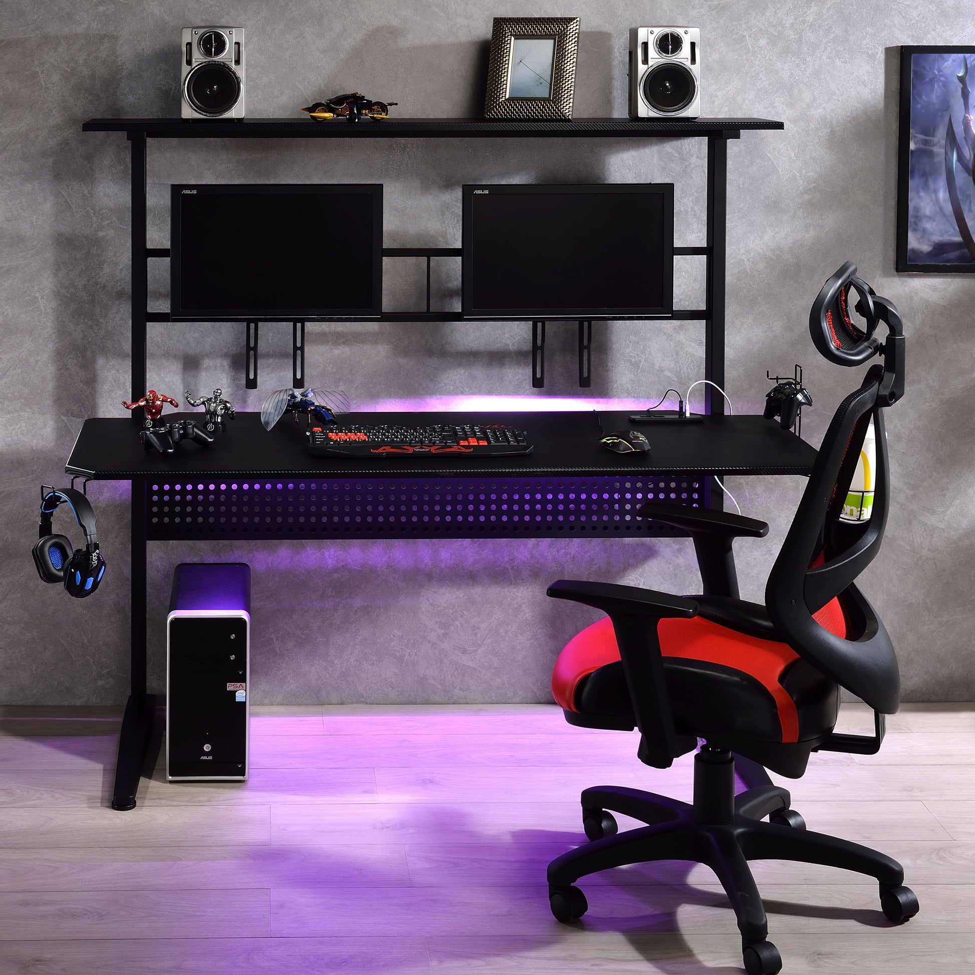 Ergonomic gaming chair with red and black upholstery for ultimate comfort
