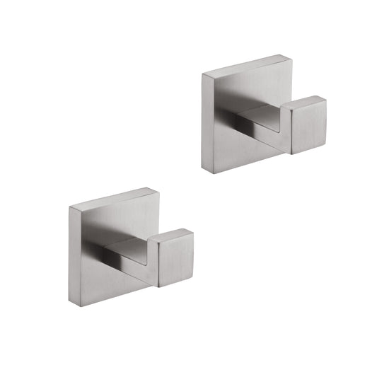 Brushed nickel modern wall hook for bathroom towels and robes