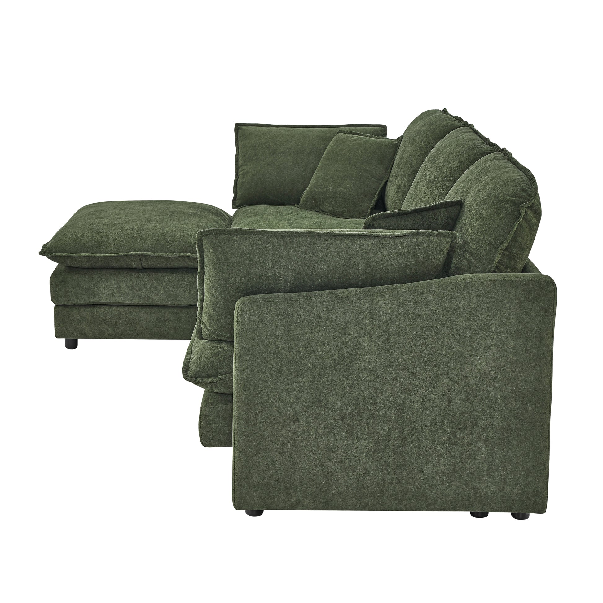Deep green velvet sectional sofa with plush cushions and chaise lounge for ultimate comfort