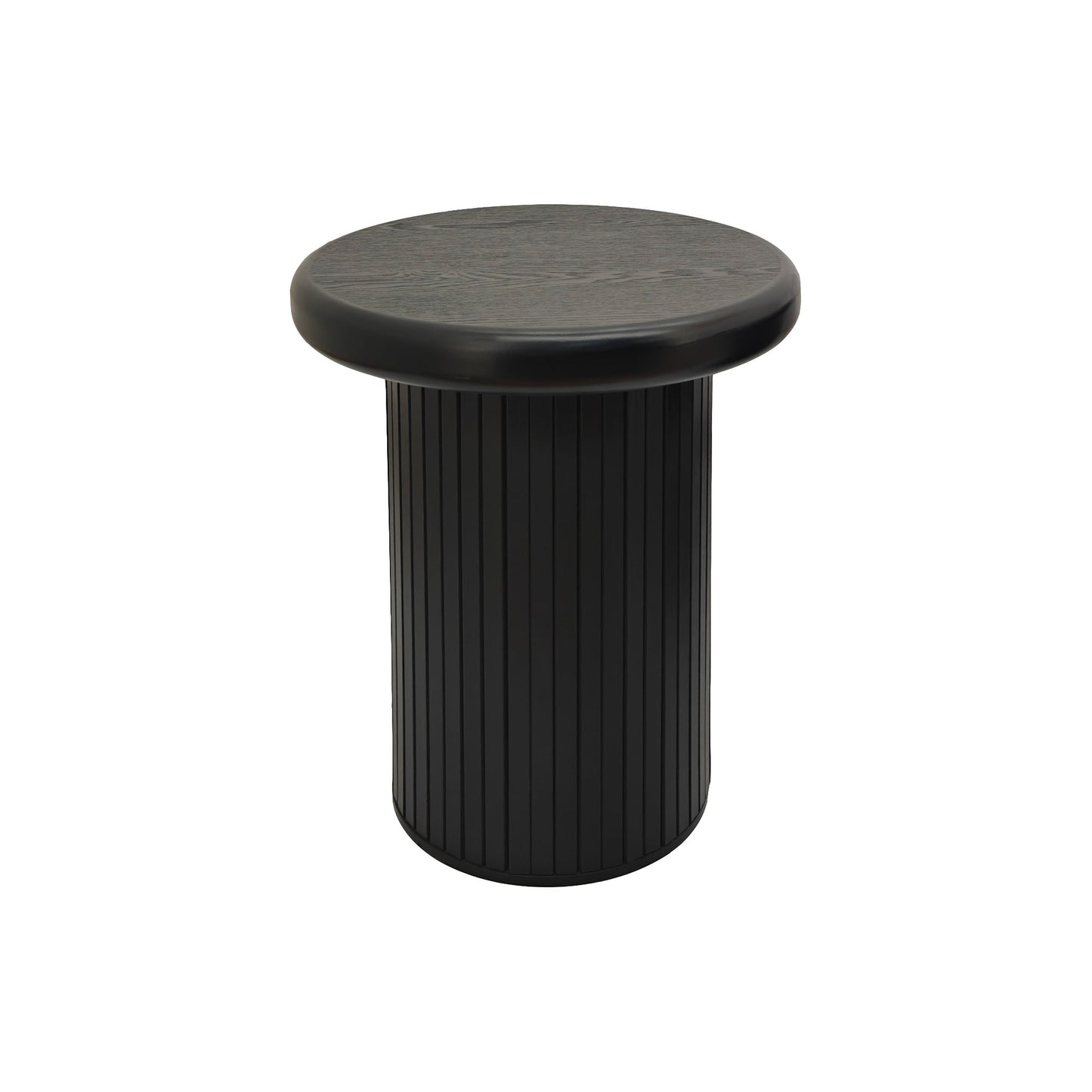 Modern black wooden accent table with fluted base