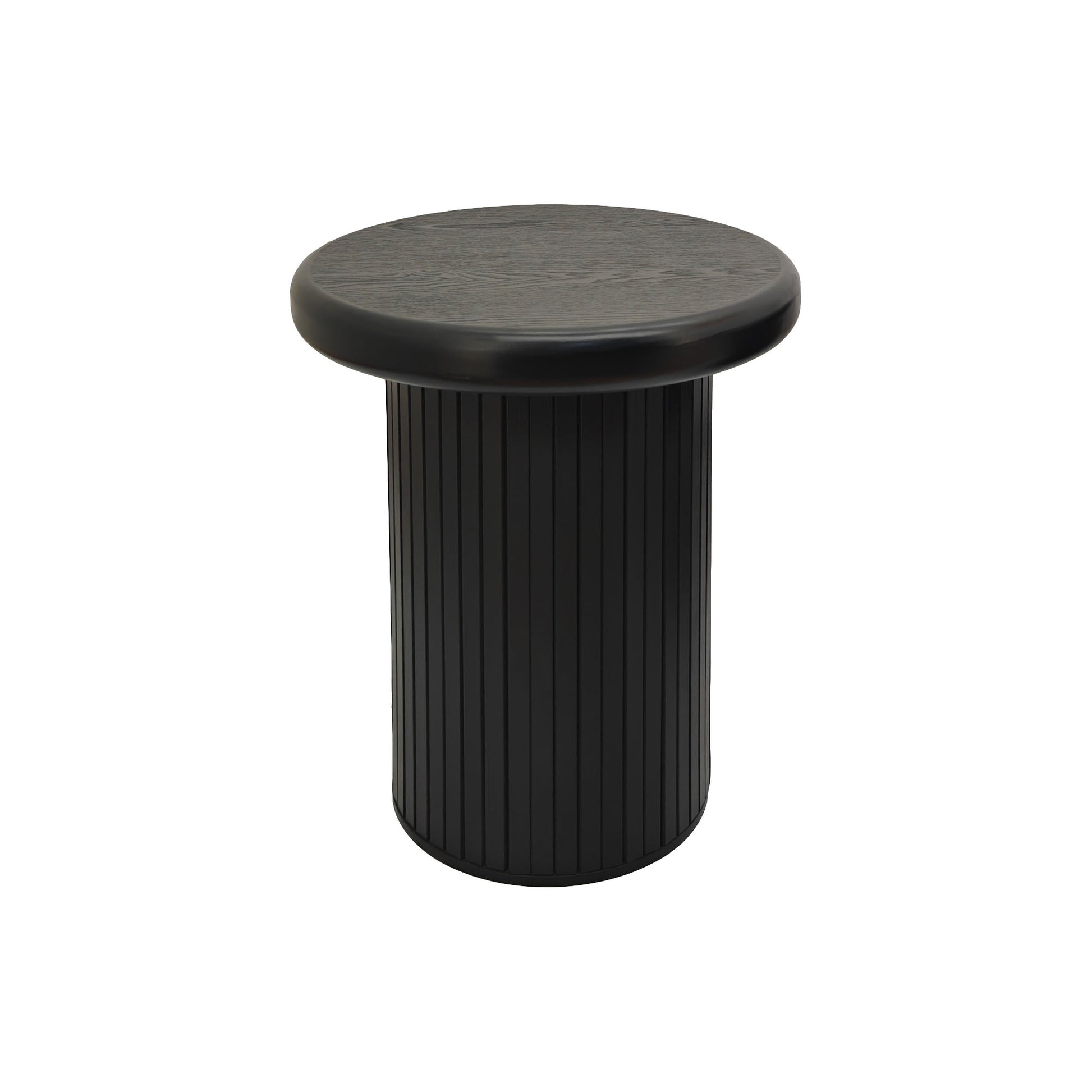 Modern black wooden accent table with fluted base