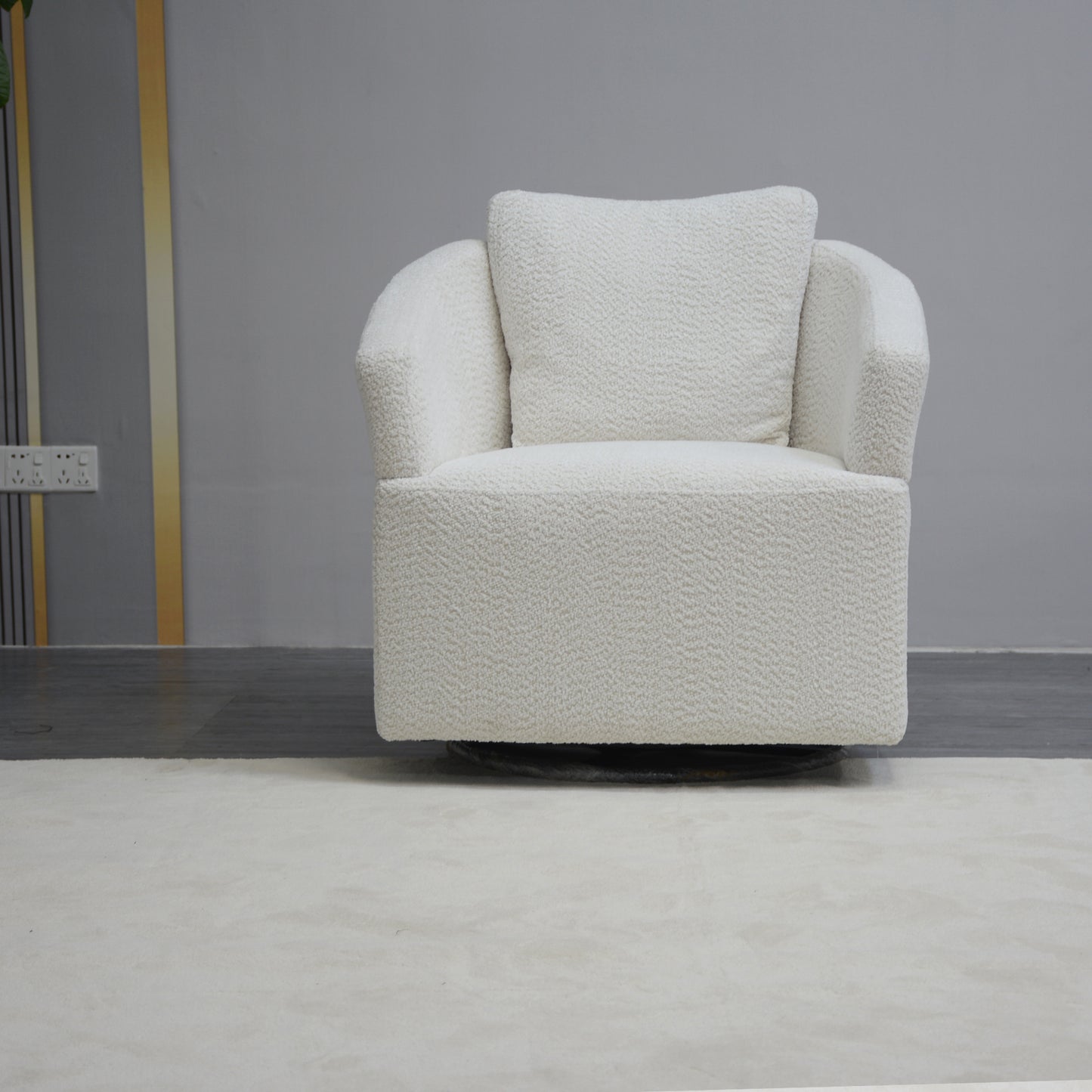Plush cream boucle armchair with deep seat and supportive back cushion for ultimate relaxation