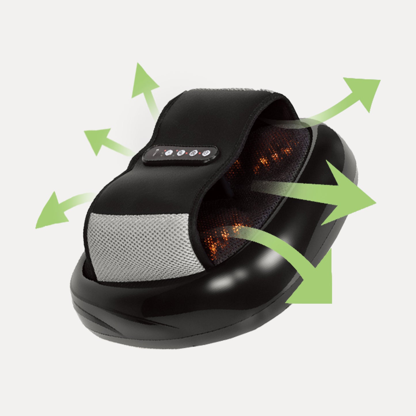 Black heated foot massager with mesh accents and control panel