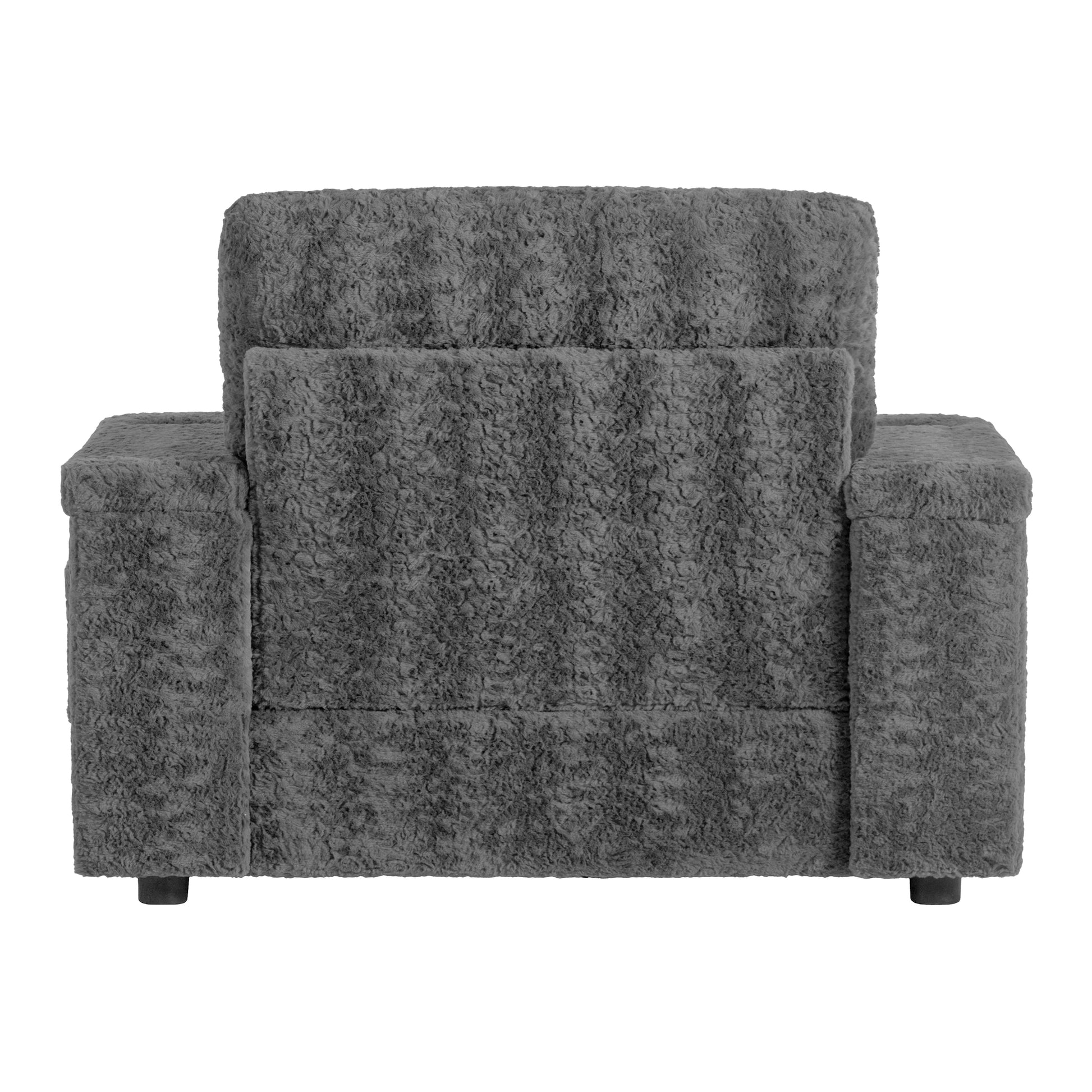 Cozy grey teddy bear fabric armchair perfect for a modern living room