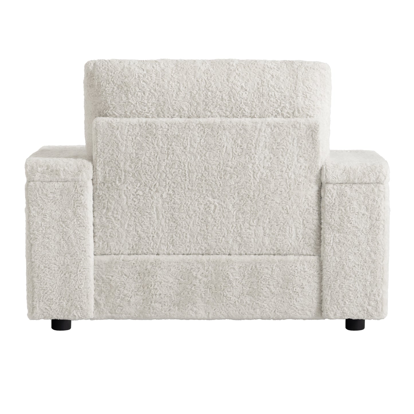 Plush cream teddy bear fabric accent chair with rounded arms perfect for cozy living rooms