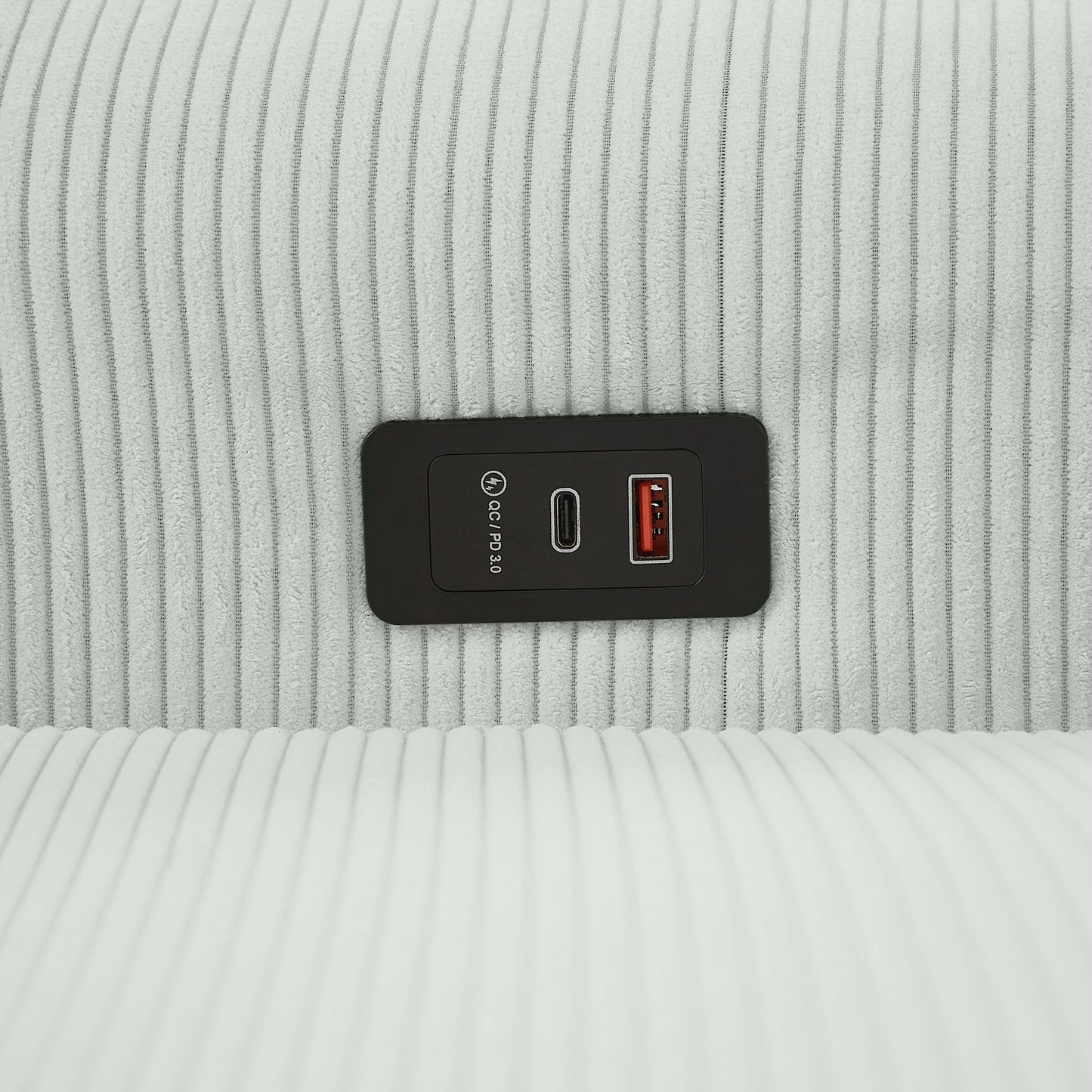 Integrated furniture USB charger with USBA and USBC ports