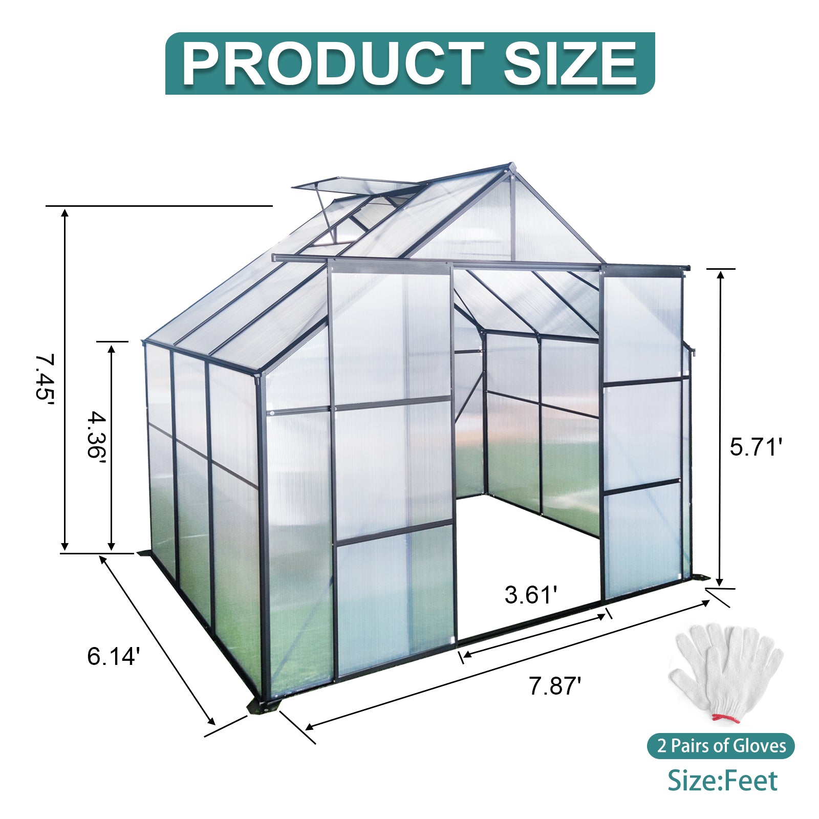 Garden greenhouse with dimensions  L x  W x  H perfect for plants
