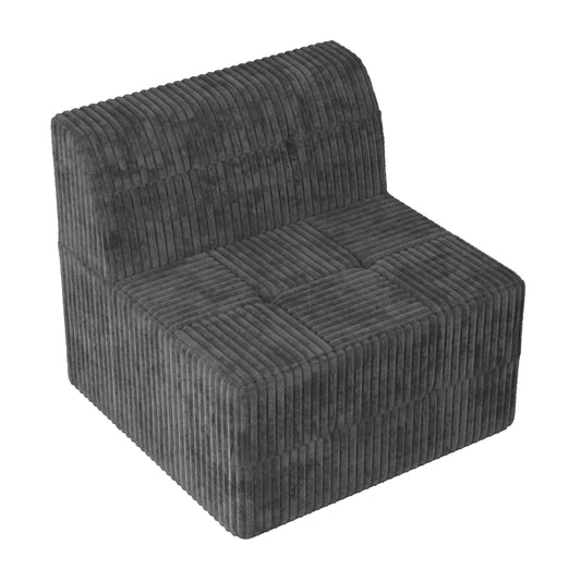Gray corduroy modular armchair plush fabric for ultimate comfort and style