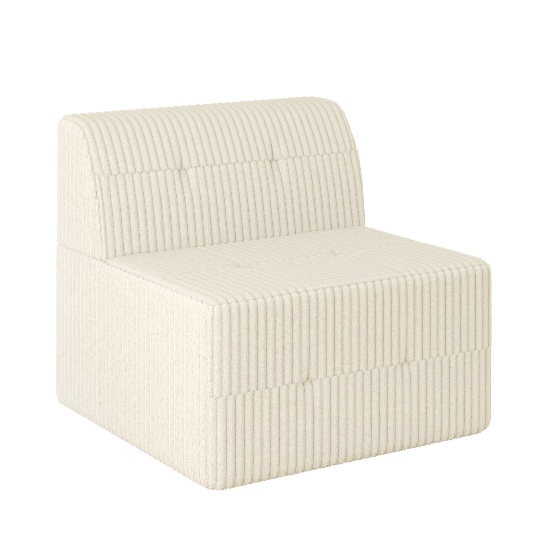 Cream corduroy armless modular sofa chair for cozy living rooms