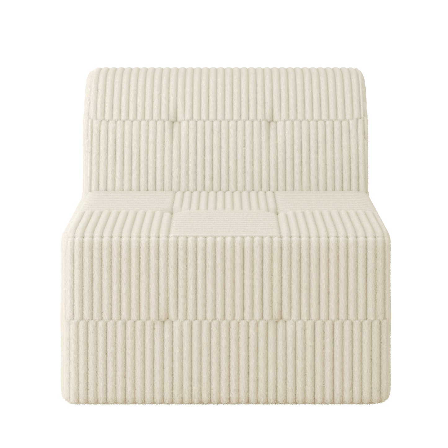 Plush cream corduroy accent chair with channel tufting for modern living rooms