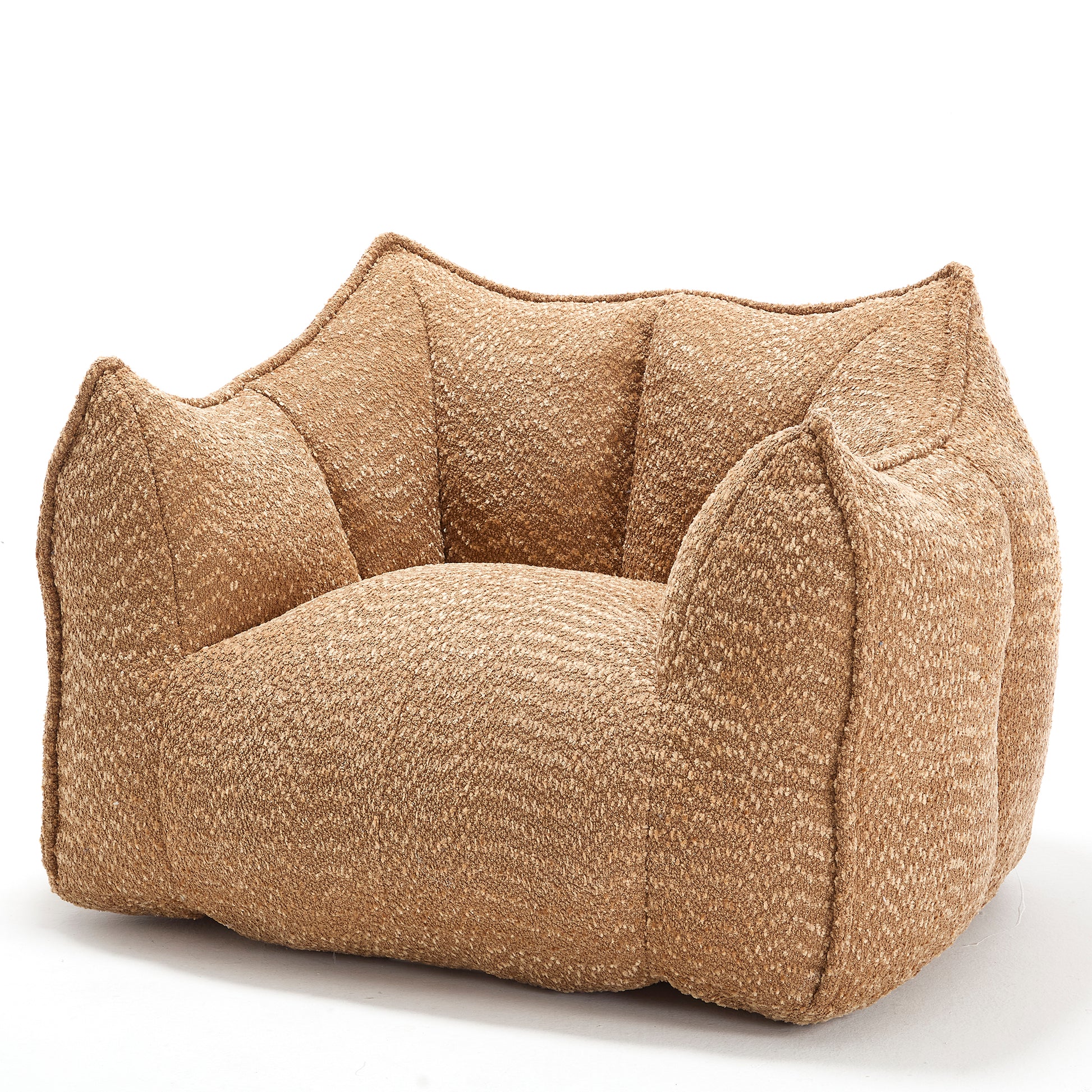 Textured brown bean bag chair perfect for casual seating in any modern living room