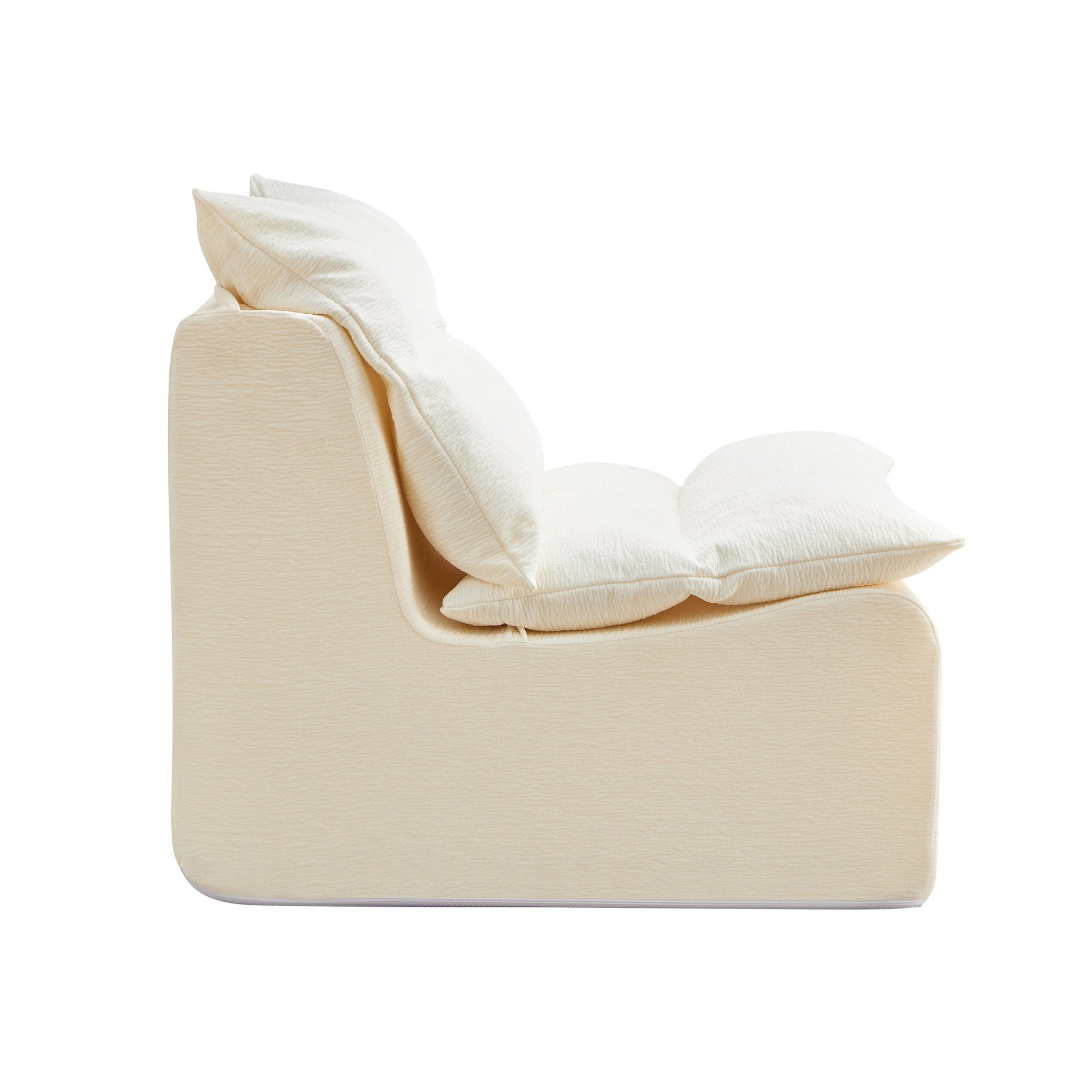 Plush cream fabric armchair with deep cushions modern minimalist style