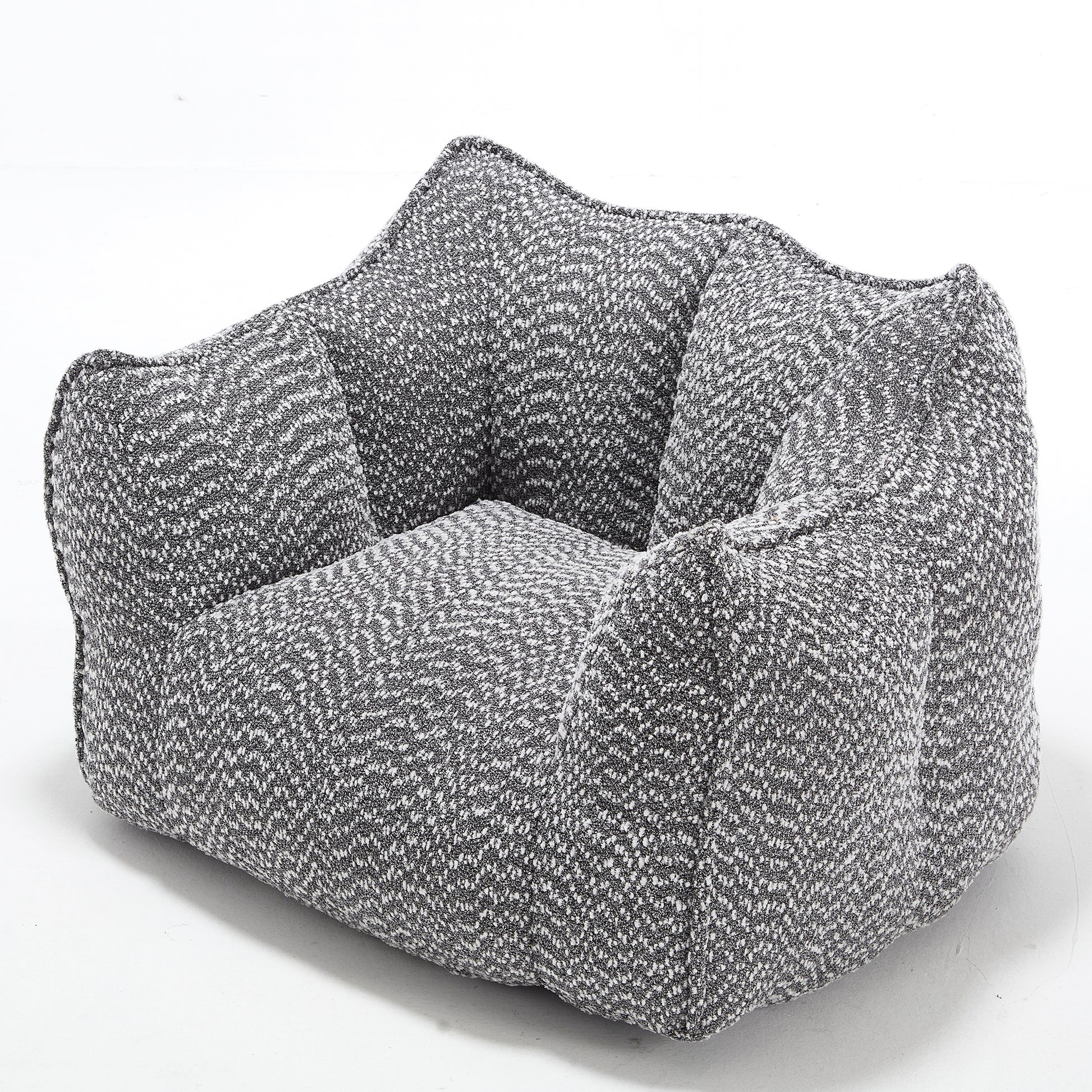Modern gray and white textured accent chair with plush filling