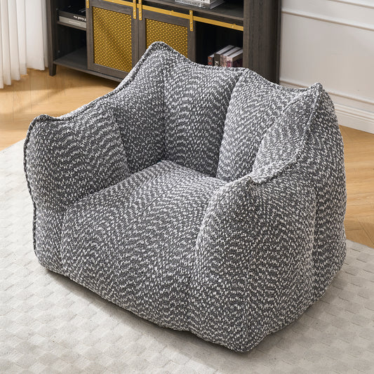 Textured grey and white bean bag chair for ultimate comfort
