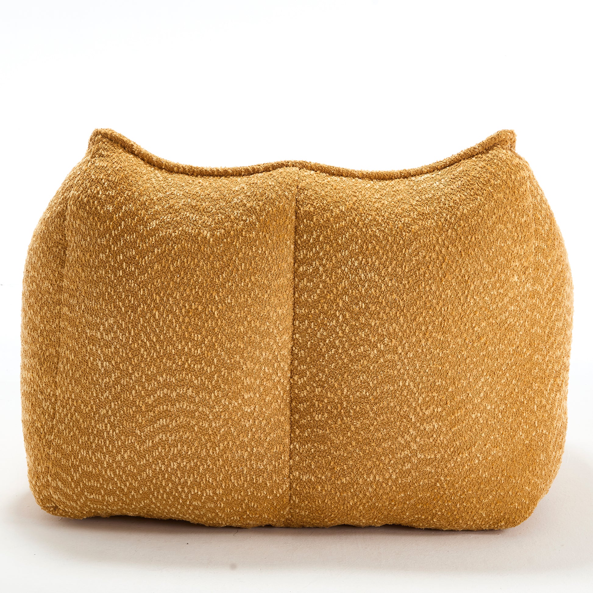 Mustard yellow textured pouf perfect for comfortable footrest or extra seating