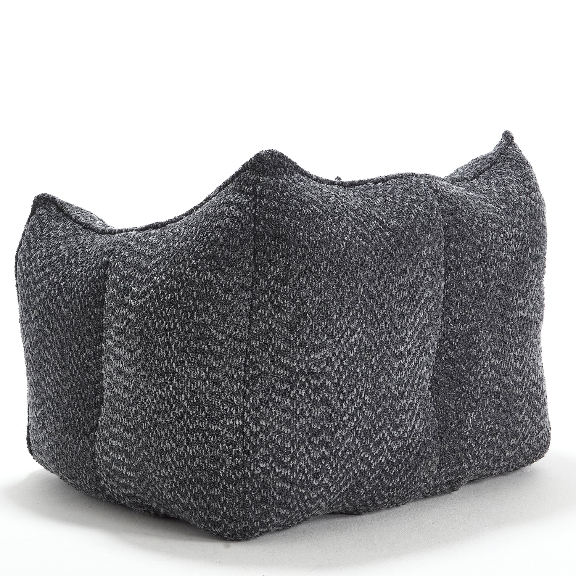 Dark grey herringbone textured pillow with plush filling