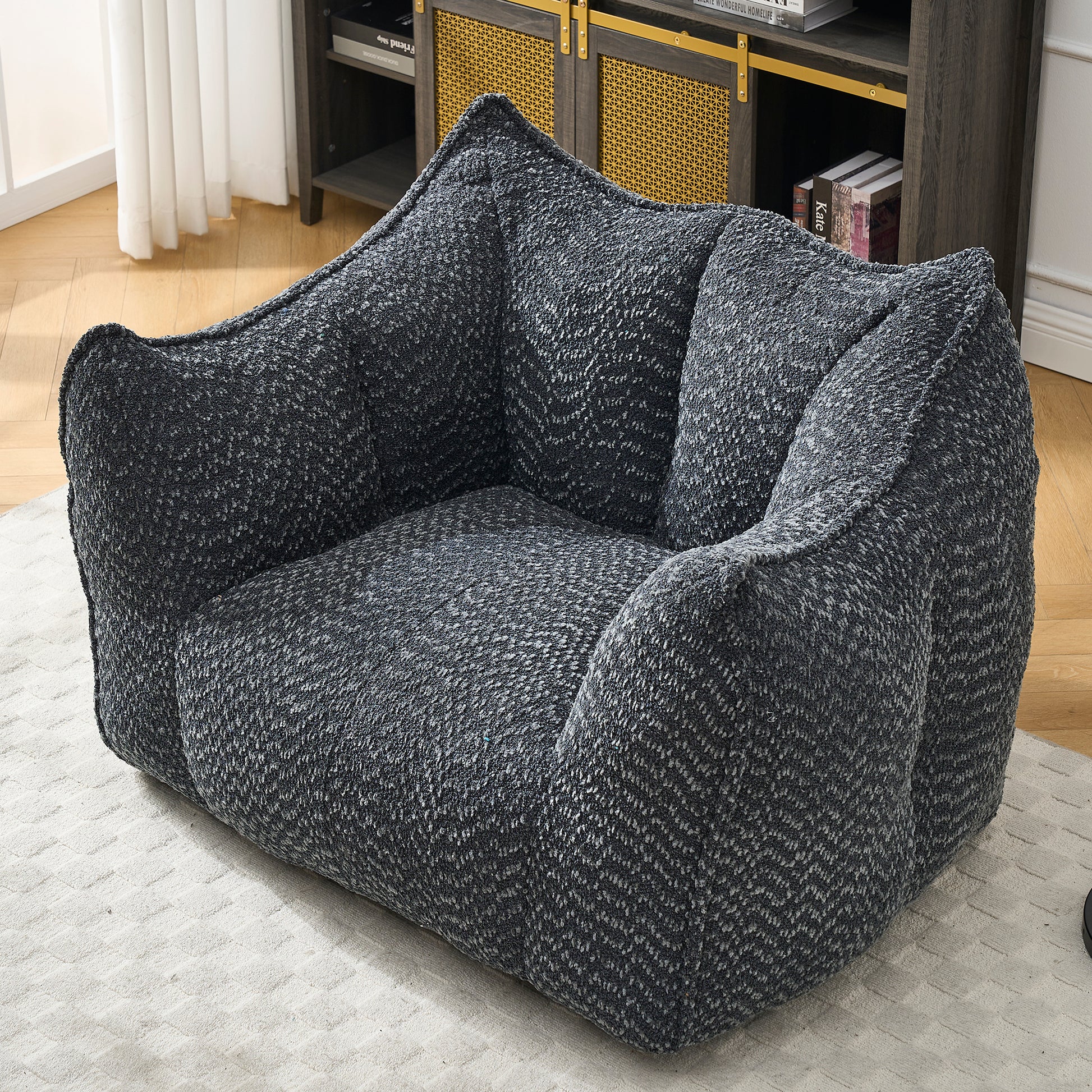 Plush dark gray armchair with chenille fabric for cozy living room seating