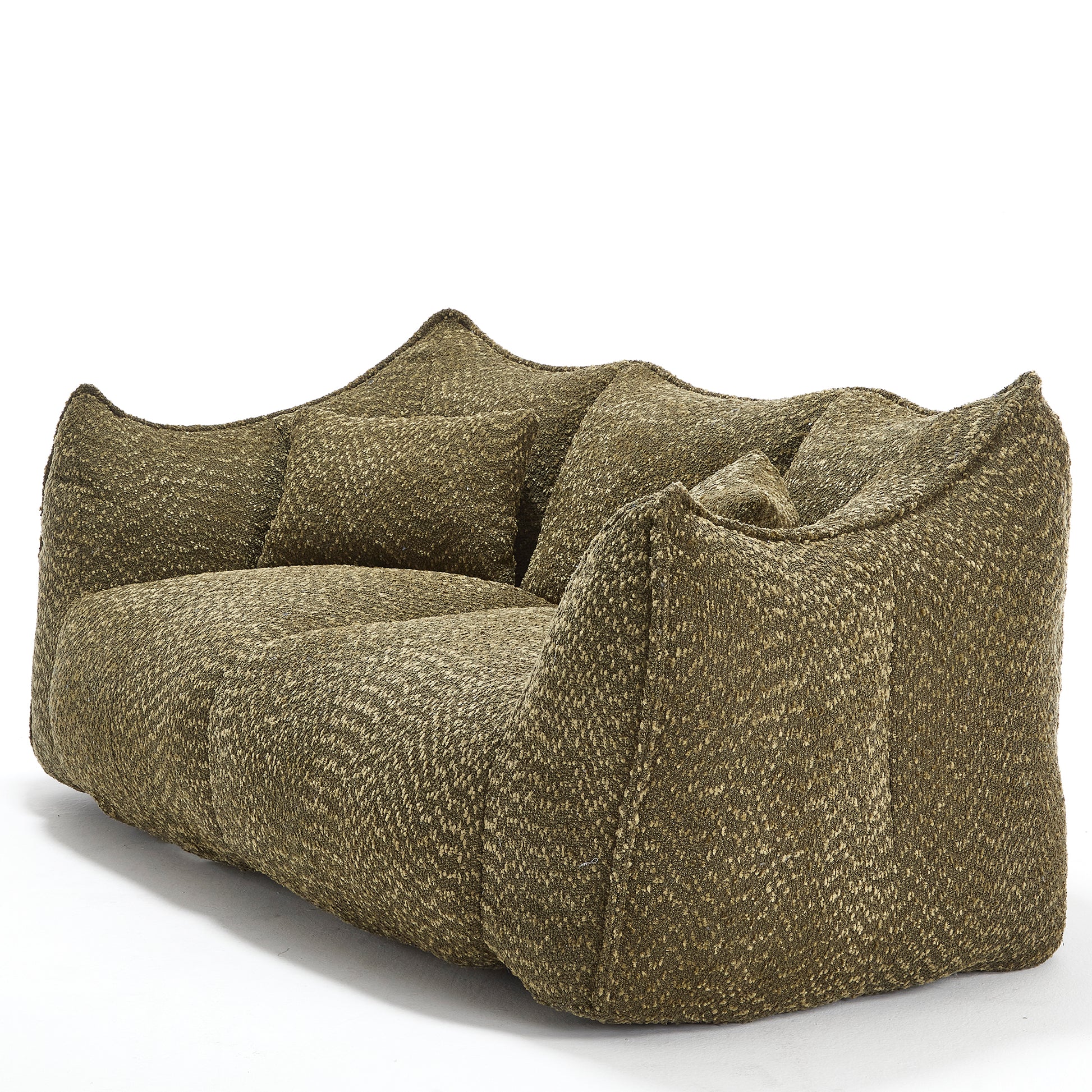 Textured brown contemporary sofa with plush throw pillows for living room comfort