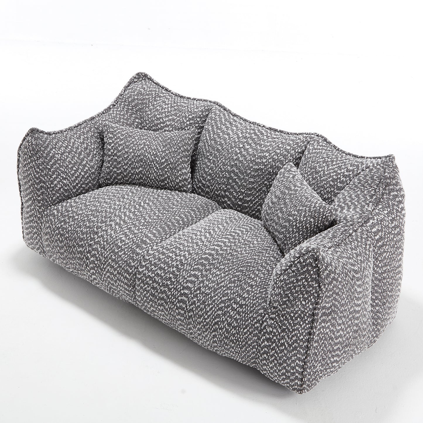 Plush gray and white textured modern sofa with deep cushions perfect for living rooms