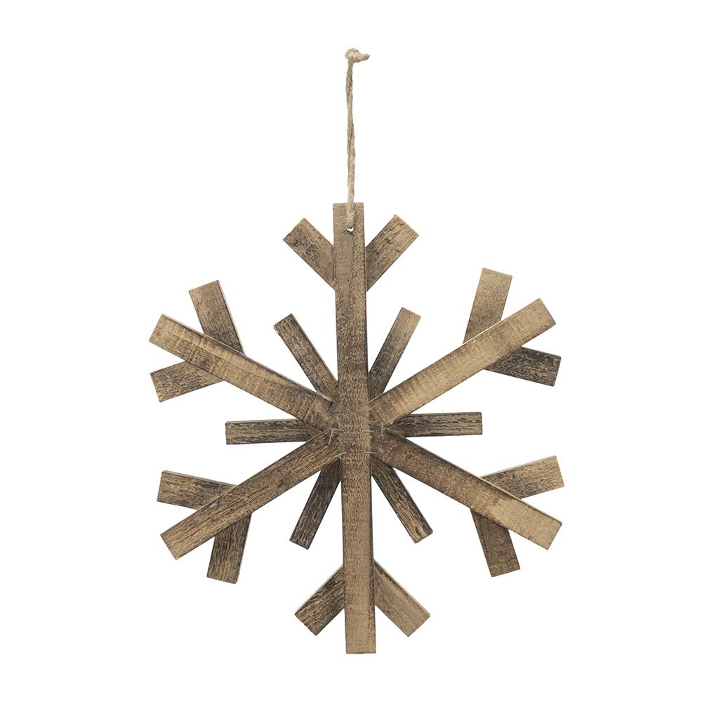 Rustic wooden snowflake ornament with jute hanger for winter decor