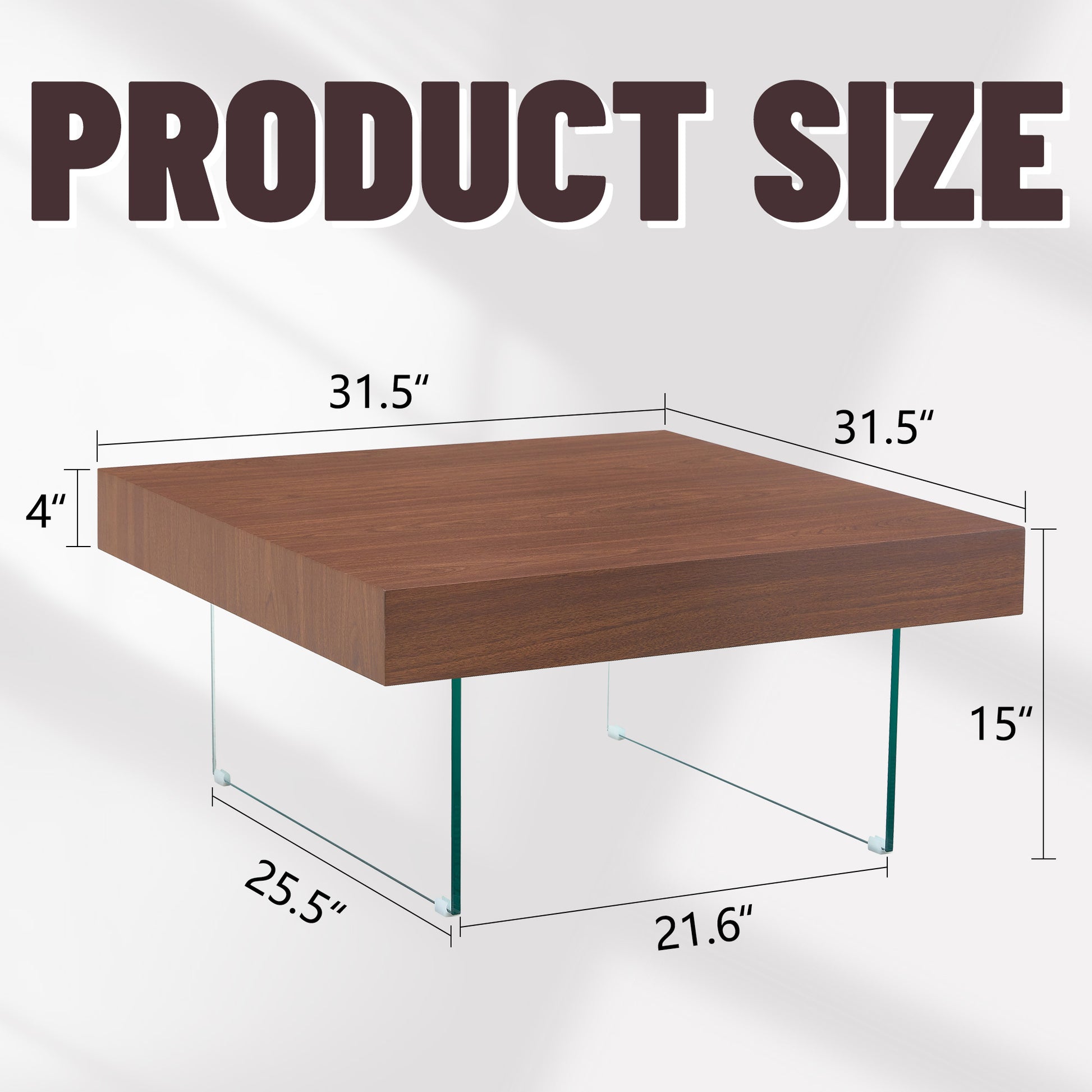 Walnut finish coffee table with clear acrylic legs dimensions  x  x