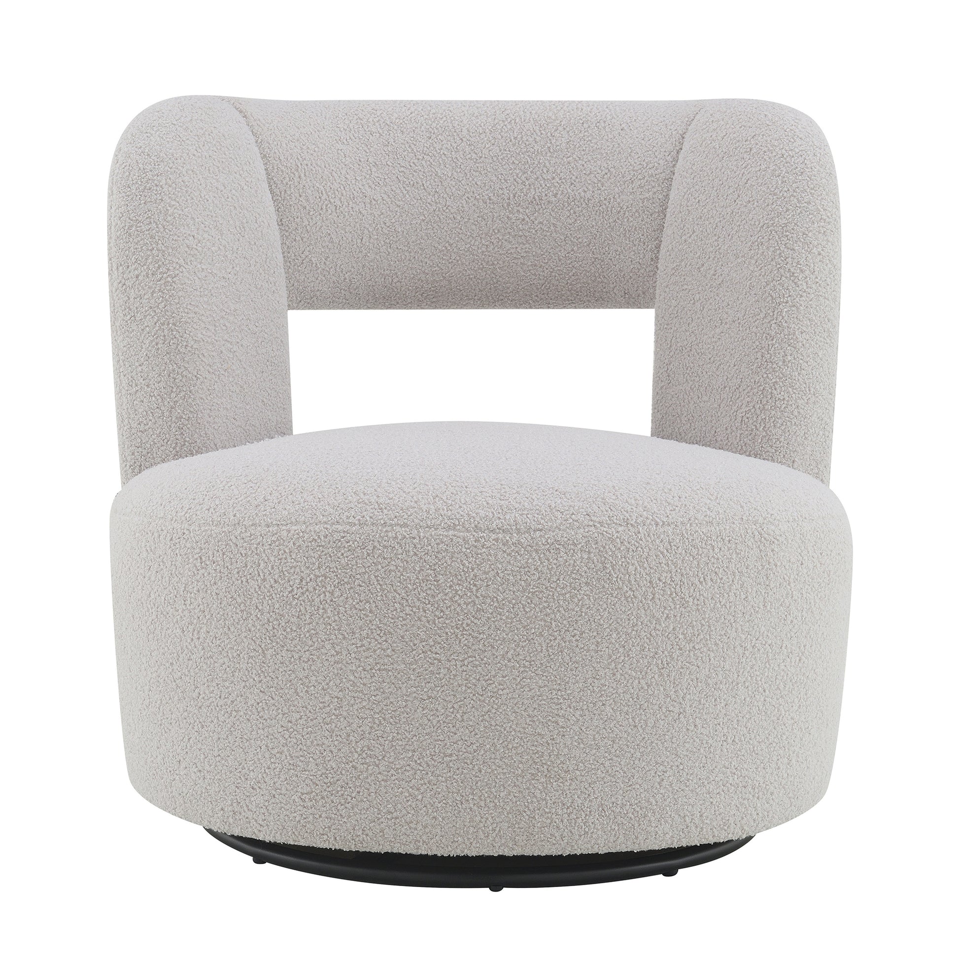 Cream boucle accent chair with curved back and arms for modern living rooms