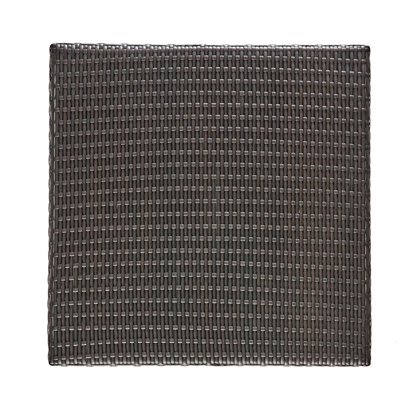 Dark brown synthetic rattan square placemat with tight weave detail