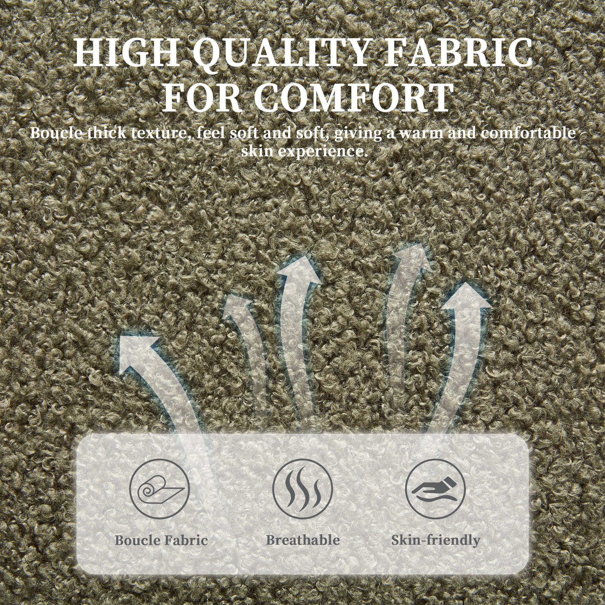 Closeup of soft textured boucle fabric in a taupe color perfect for cozy apparel